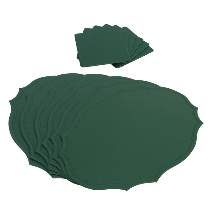 6 sets de table ovales 45cm en simili cuir + 6 sous tasses carrés 10cm