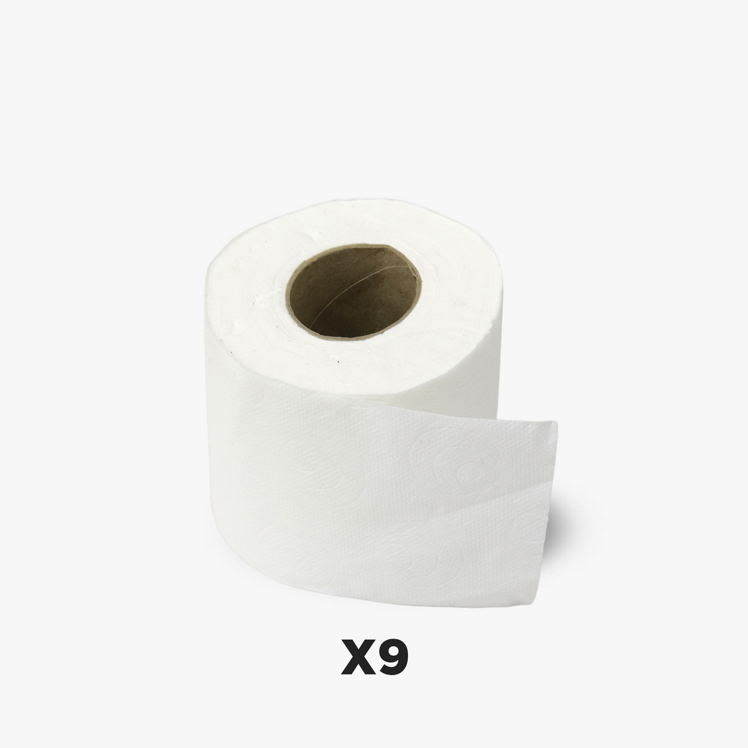 Set porte papier 64cm + poubelle 17cm + brosse 16cm + papier toilette 9pcs