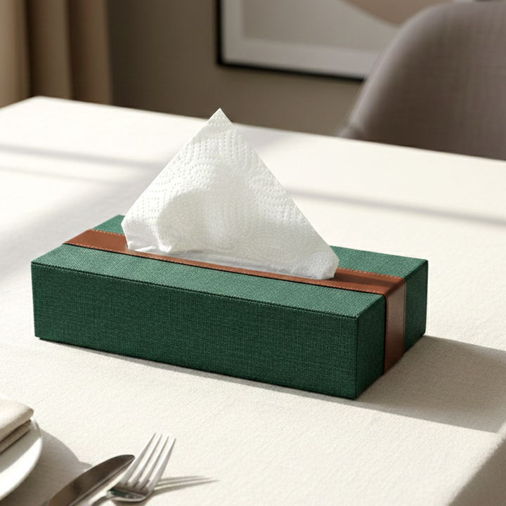 Boîte mouchoir vert marron 28x16x6cm