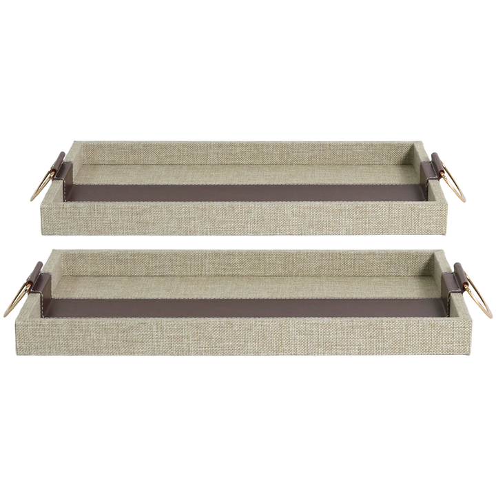 Set 2 plateaux beige marron 35cm + 40cm