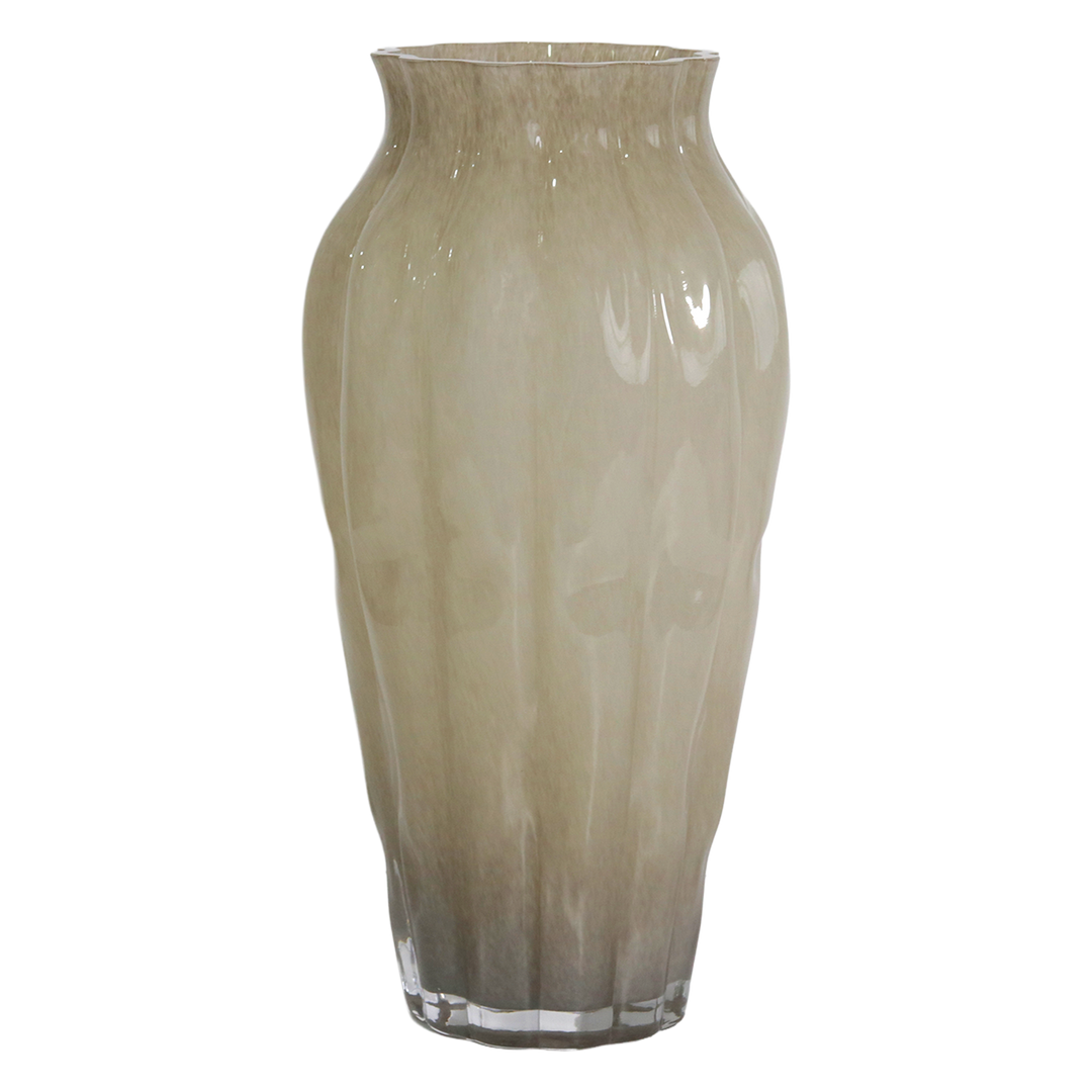 Vase en verre perle beige 12x36cm