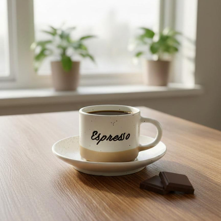 Set 6 tasses 6x5cm et sous tasses 11cm en céramique