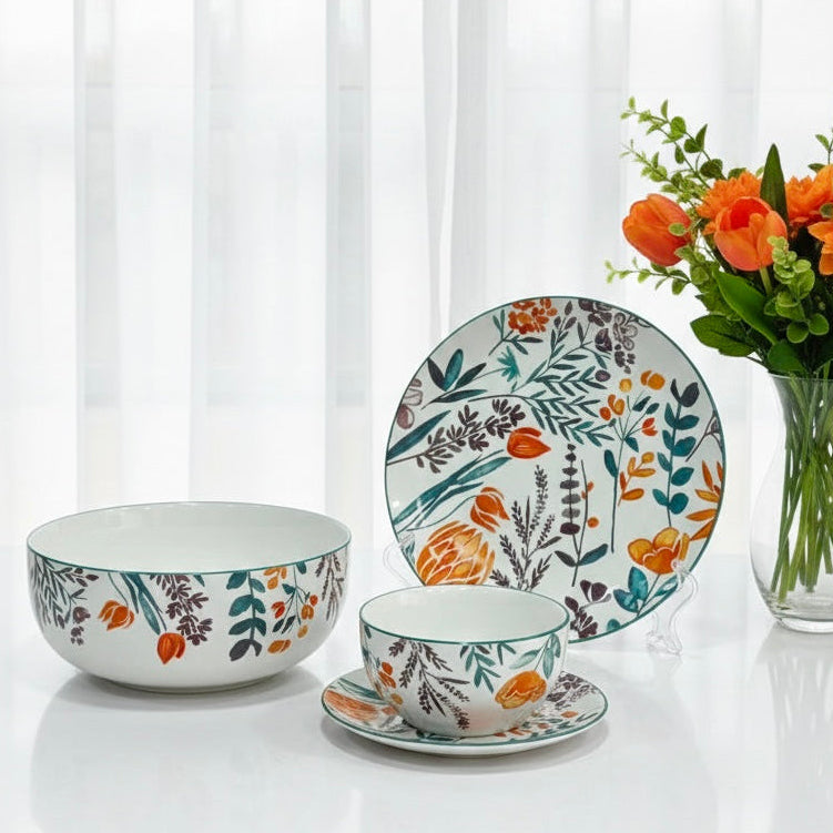 Service de table fleuri 19pcs