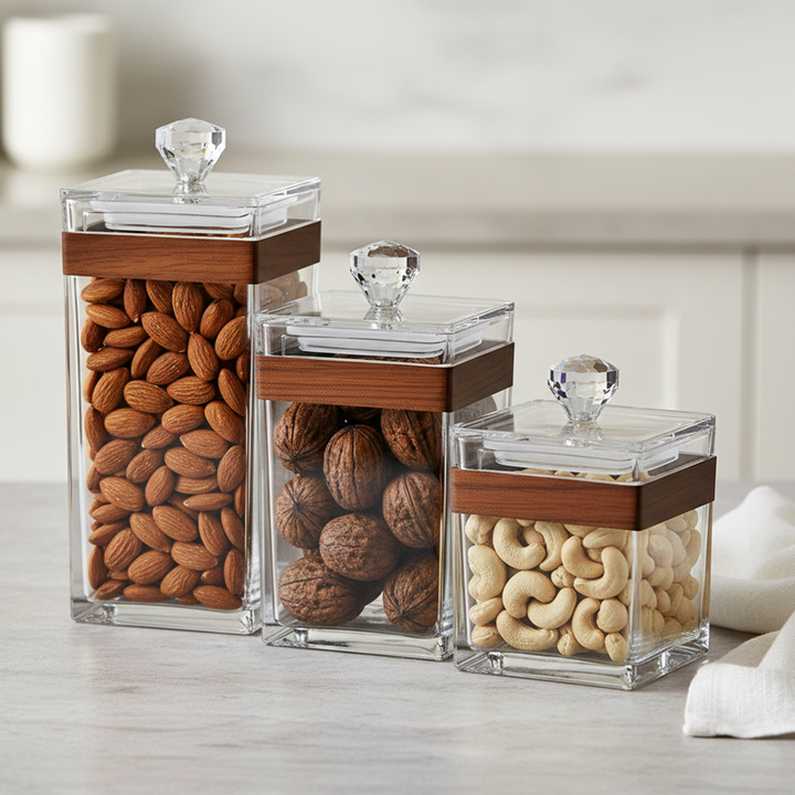 Set 3 boîtes carrées en plexiglass 300ML + 500ML + 700ML