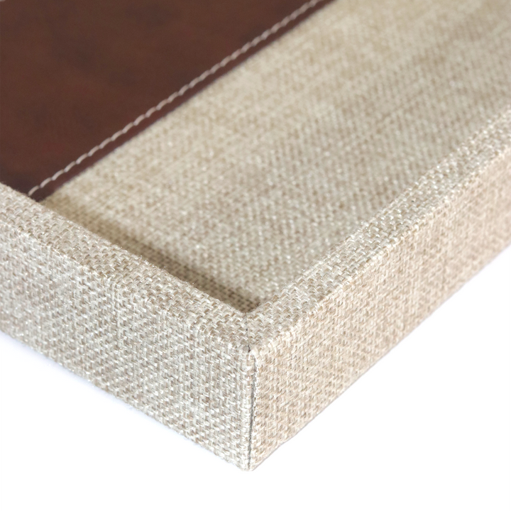 Set 2 plateaux beige marron 35cm + 40cm