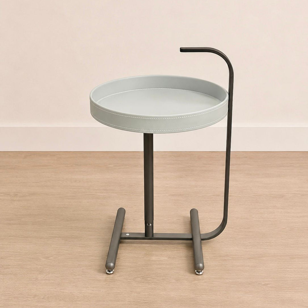 Table d'appoint ronde 40x68cm en simili cuir