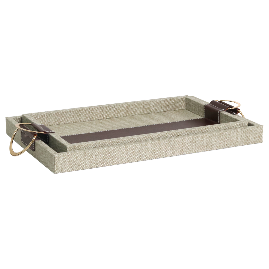 Set 2 plateaux beige marron 35cm + 40cm