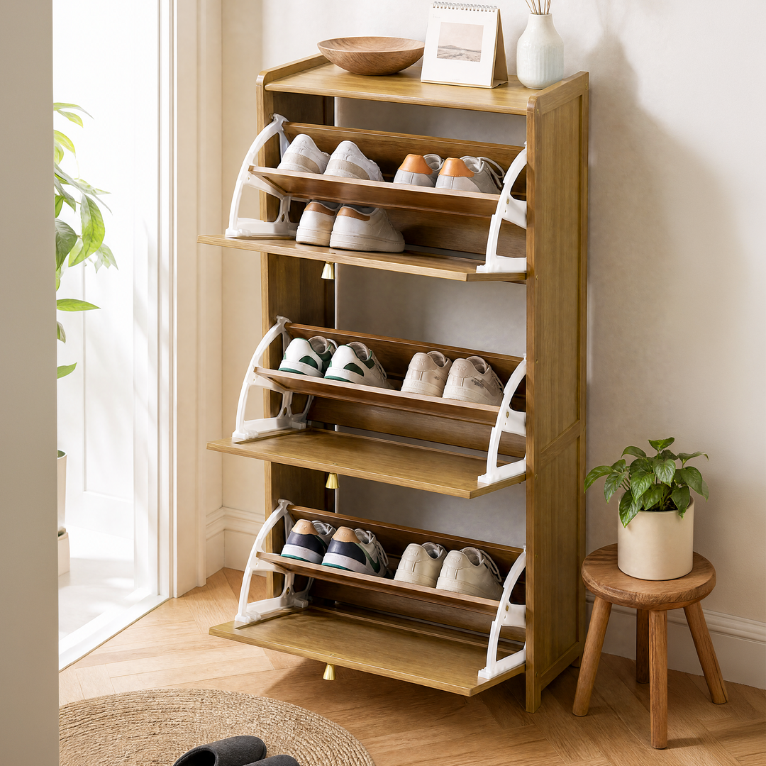 Meuble à Chaussure en bois 3 niveaux 50x24x120cm modèle 1