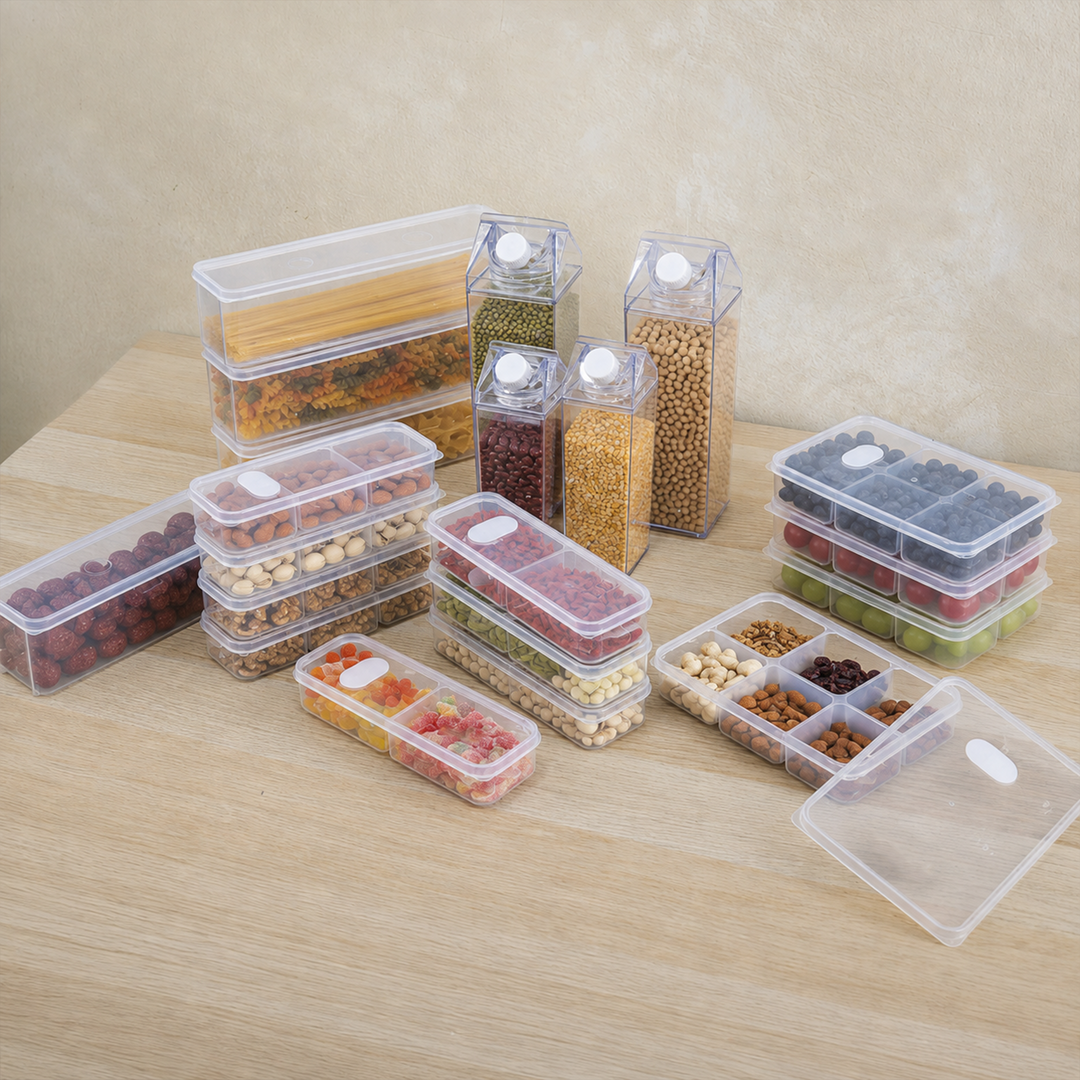 Set 4 bouteilles en plexiglass 500ML + 1000ML + 16 boîtes en plastique