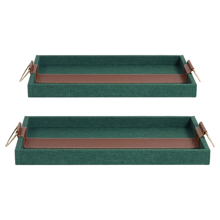 Set 2 plateaux vert camel 35cm + 40cm