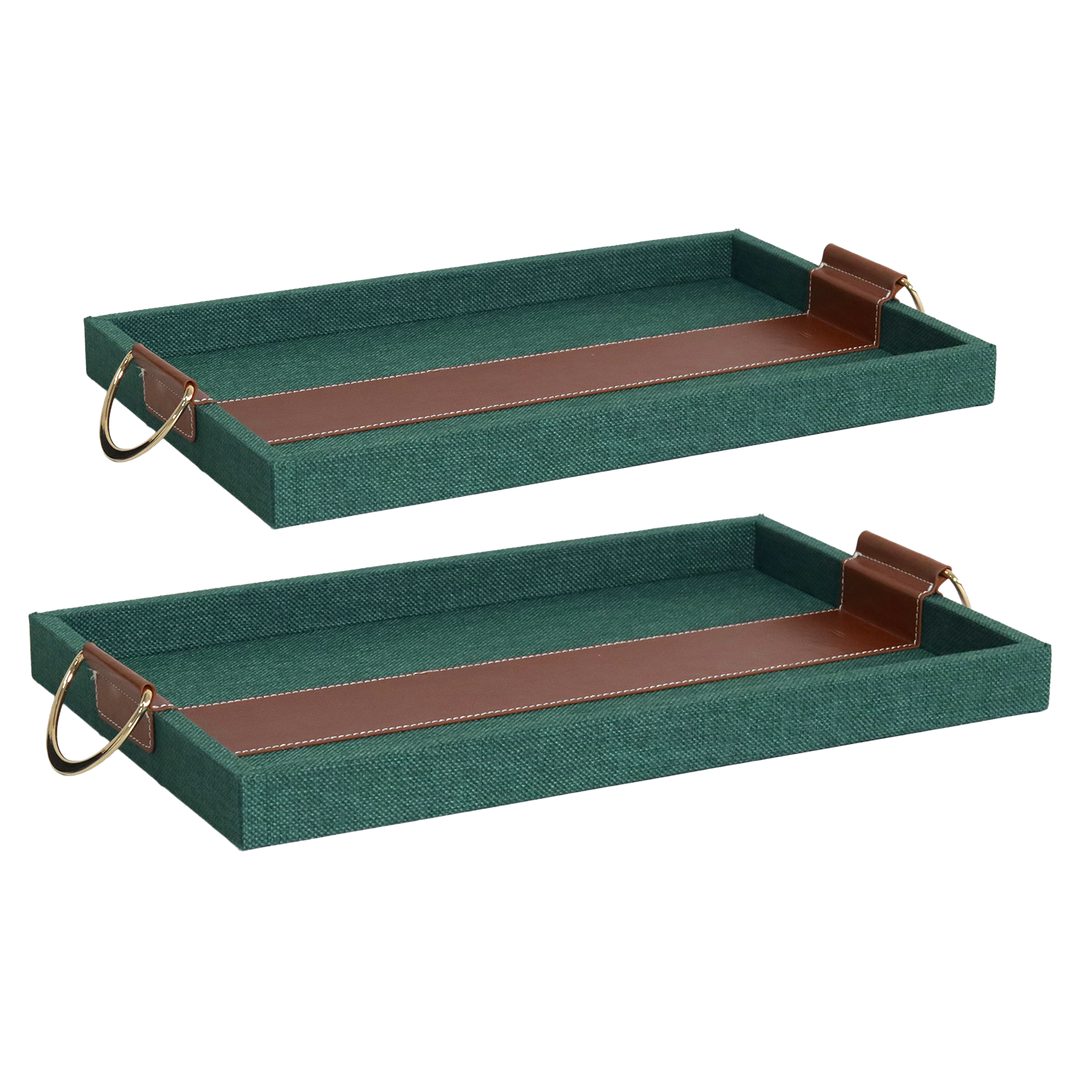 Set 2 plateaux vert camel 35cm + 40cm