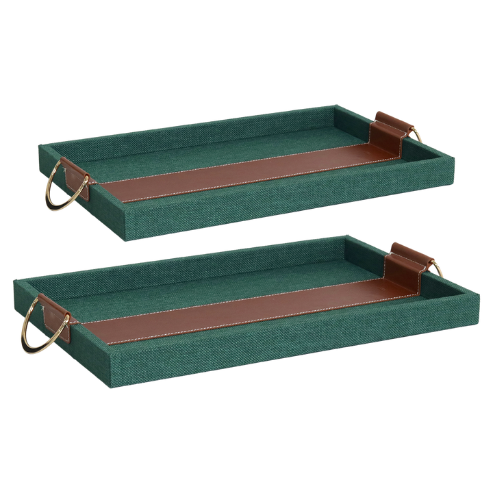 Set 2 plateaux vert camel 35cm + 40cm
