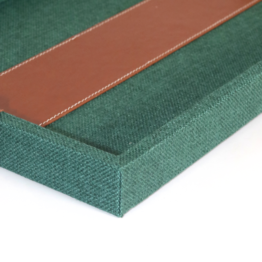 Set 2 plateaux vert camel 35cm + 40cm