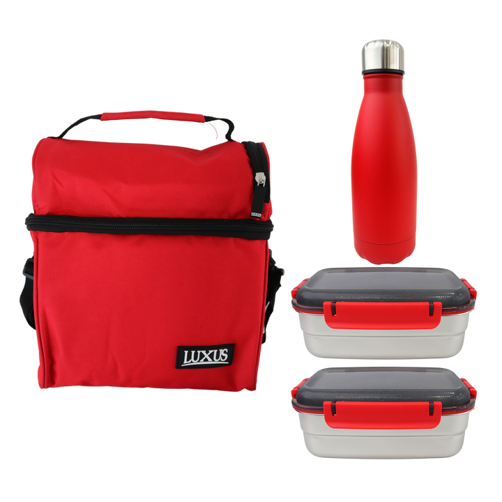 Set sac isotherme + 2 boîtes en inox 800ML + 1 bouteille en inox 500ML