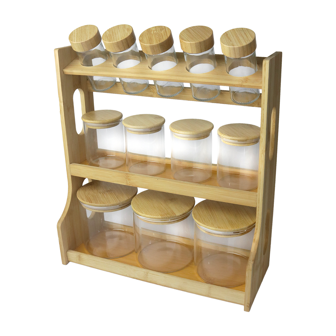 Service à épices 12pcs avec support en bois