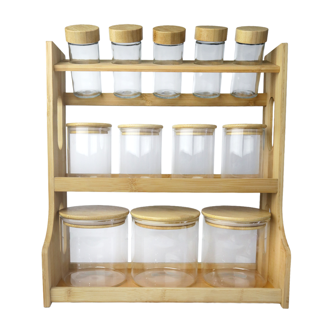 Service à épices 12pcs avec support en bois