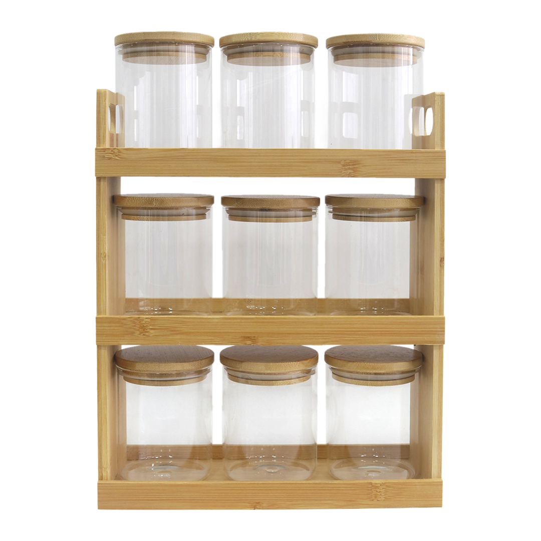 Service à épices 9pcs + support en bois