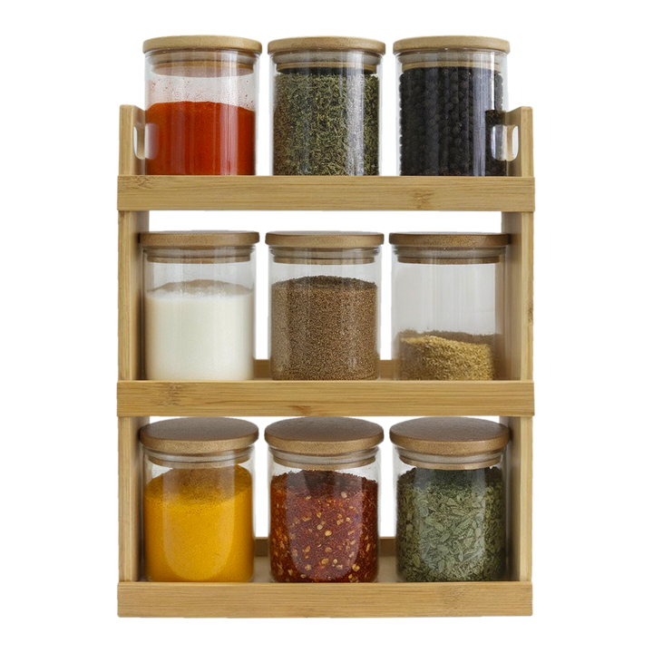 Service à épices 9pcs + support en bois