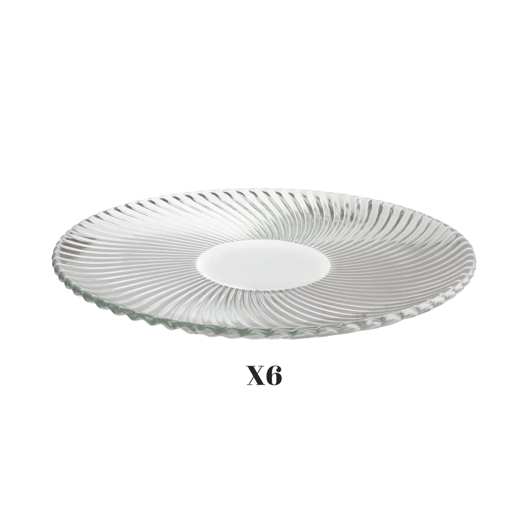 Set 6 plats 25cm + Set 6 plats 20cm + Set 6 plats 15cm en verre
