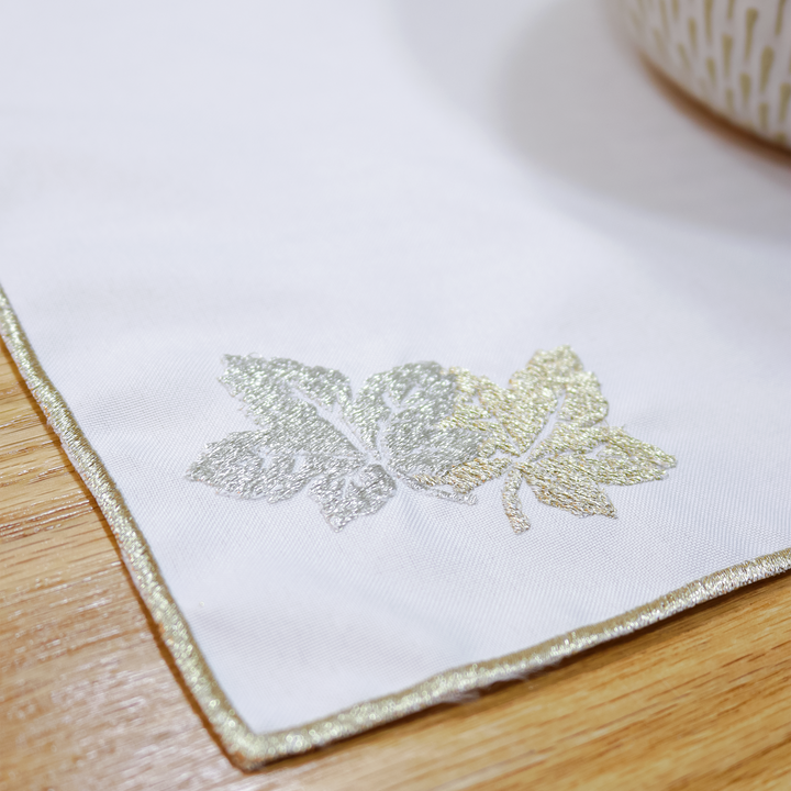 6 sets de table rectangulaires 41x30cm + 6 serviettes feuilles 38cm