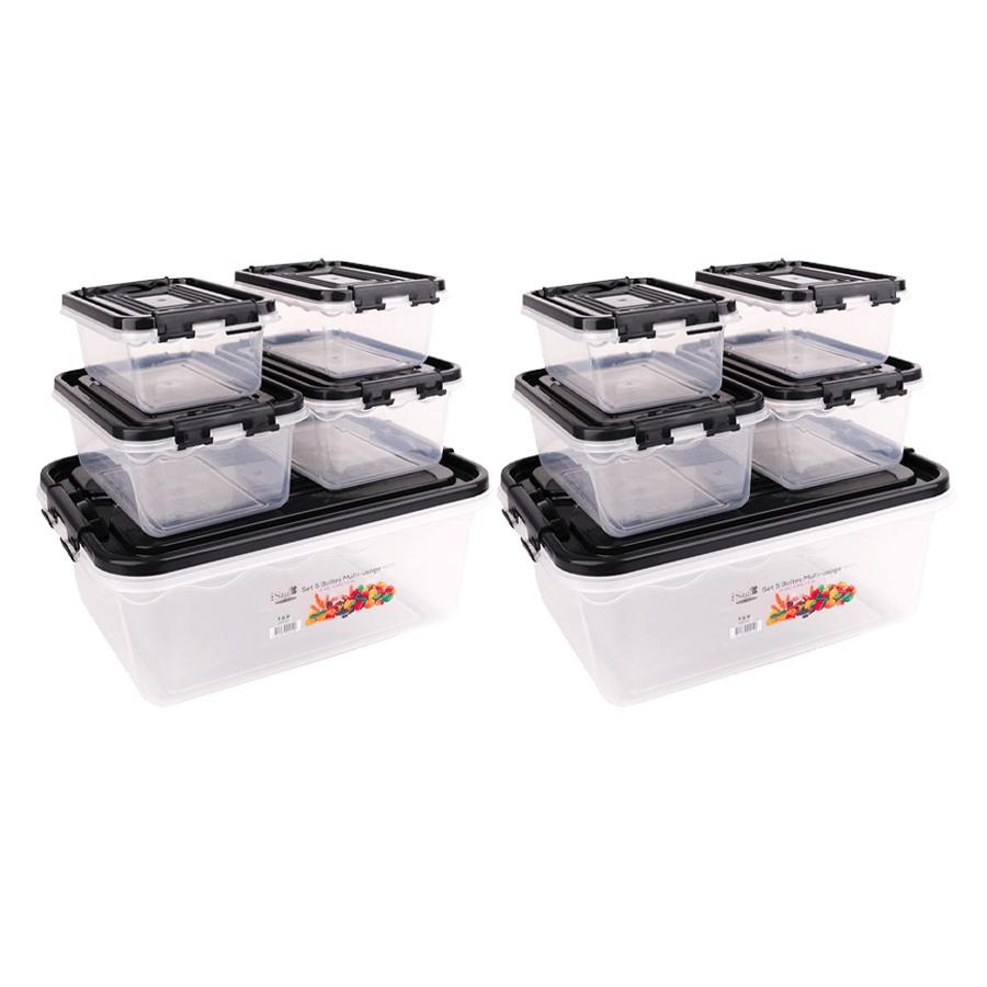 Set 10 boîtes (0,45l+0,85l)x4+5lx2 - Saga Cuisine