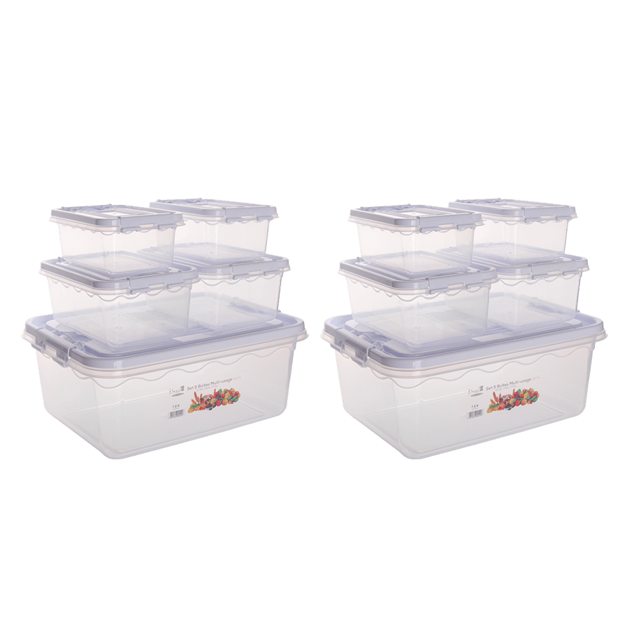 Set 10 boîtes (0,45l+0,85l)x4+5lx2 - Saga Cuisine