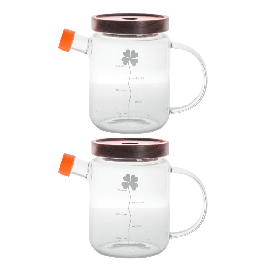 Set 2 huiliers en verre avec couvercle en bois 700ML - Saga Cuisine