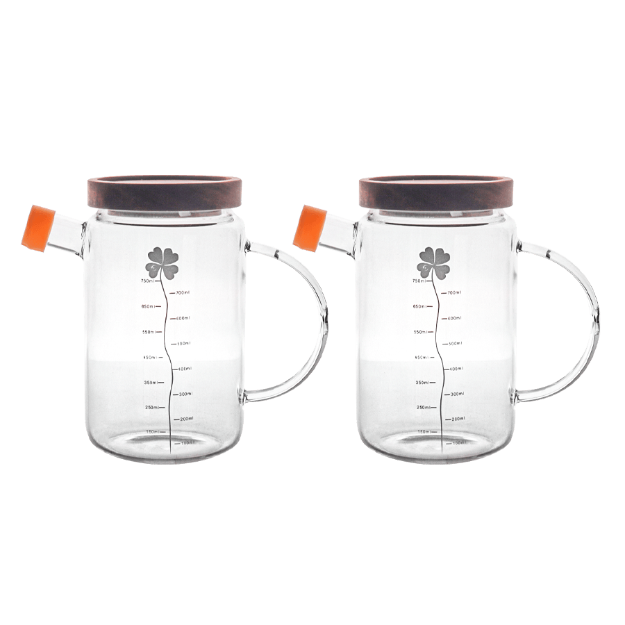 Set 2 huiliers en verre avec couvercle en bois 900ML - Saga Cuisine