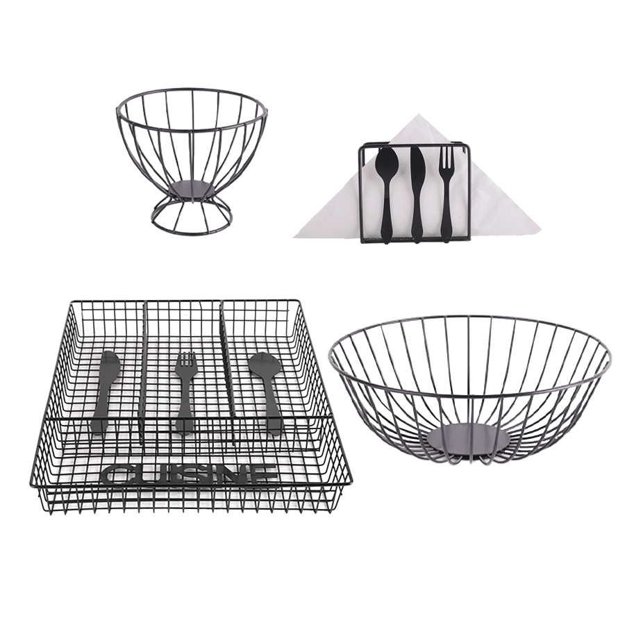 Set 3 paniers + porte serviettes - Saga Cuisine