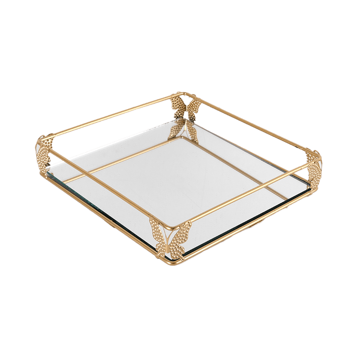 Set 3 plateaux carrés miroir 20x20cm - Saga Cuisine