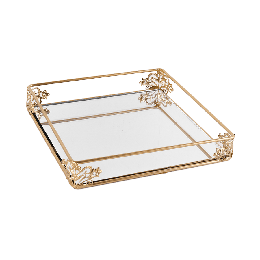 Set 3 plateaux carrés miroir 20x20cm - Saga Cuisine