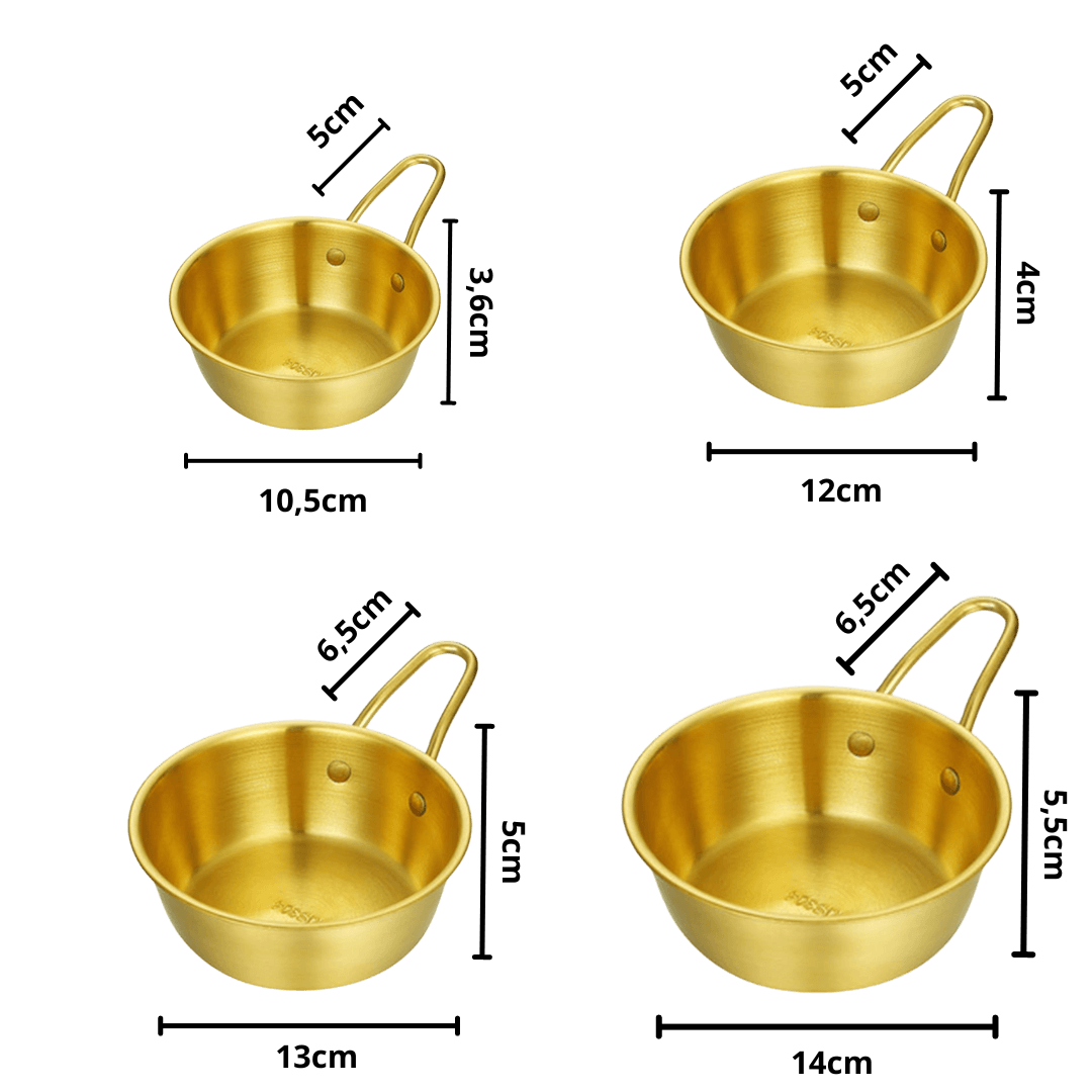 Set 4 cassolettes dorées 10,50cm+12cm+13cm+14cm - Saga Cuisine