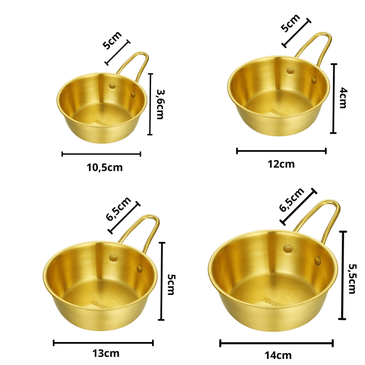 Set 4 cassolettes dorées 10,50cm+12cm+13cm+14cm - Saga Cuisine