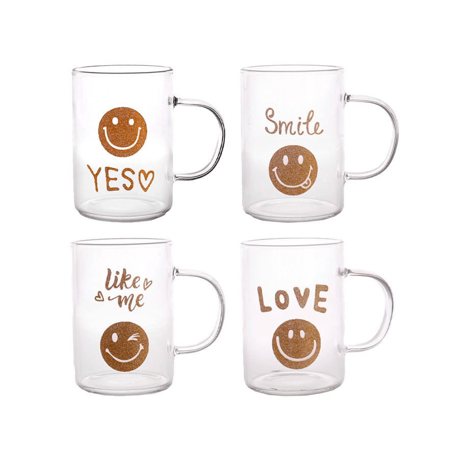 Set 4 mugs 10cm à motifs - Saga Cuisine