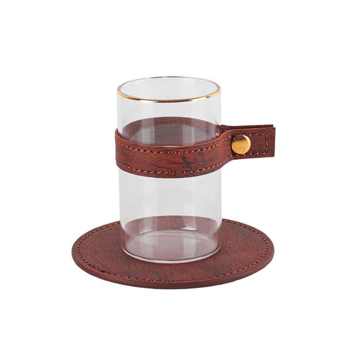 Set 6 tasses et sous tasses en simili cuir - Saga Cuisine