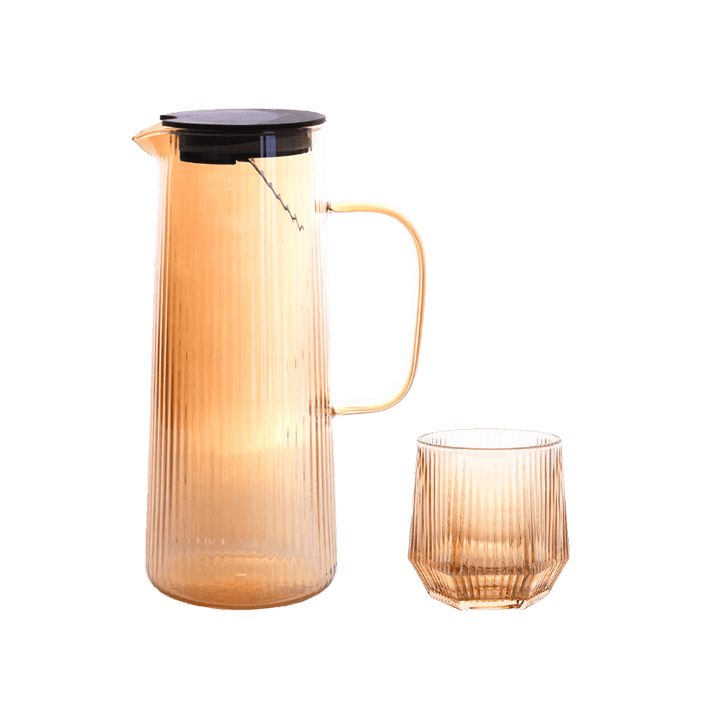 Set carafe en verre 1400ML + 6 verres à eau 260ML - Saga Cuisine