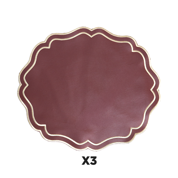 Set 3 sets de table ovales en simili cuir Mchenef 39cm
