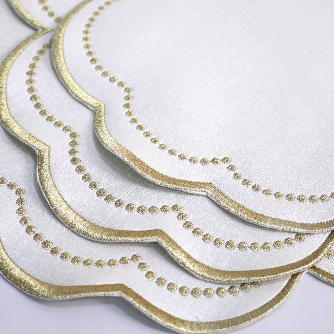 3 sets de table en simili cuir mchenef blanc cassé rond 41cm