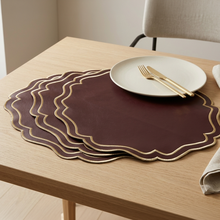 Set 3 sets de table ovales en simili cuir Mchenef 39cm