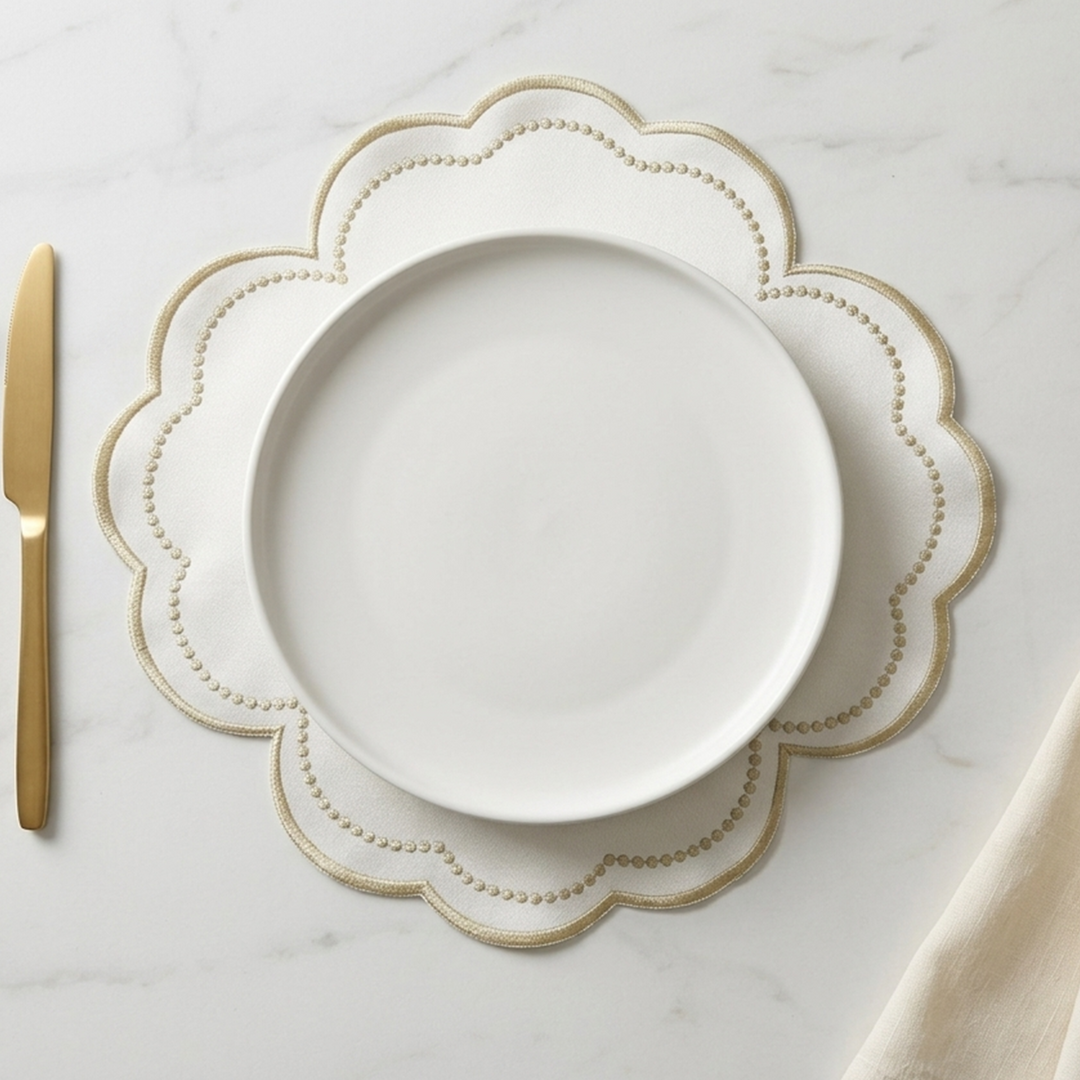 3 sets de table en simili cuir mchenef blanc cassé rond 41cm