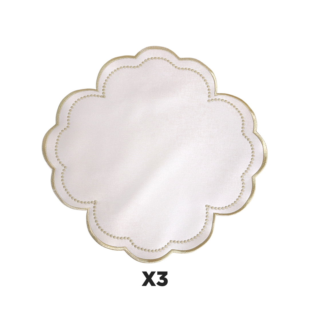 3 sets de table en simili cuir mchenef blanc cassé rond 41cm