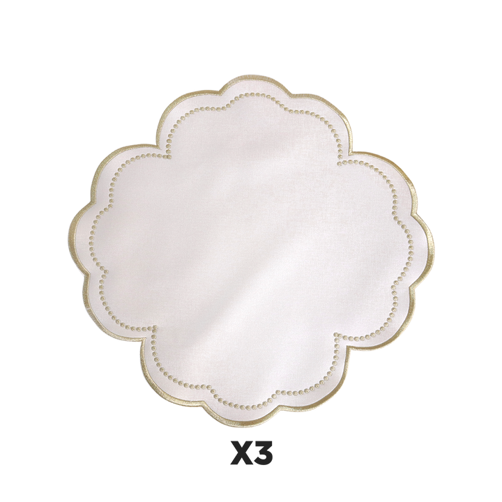 3 sets de table en simili cuir mchenef blanc cassé rond 41cm