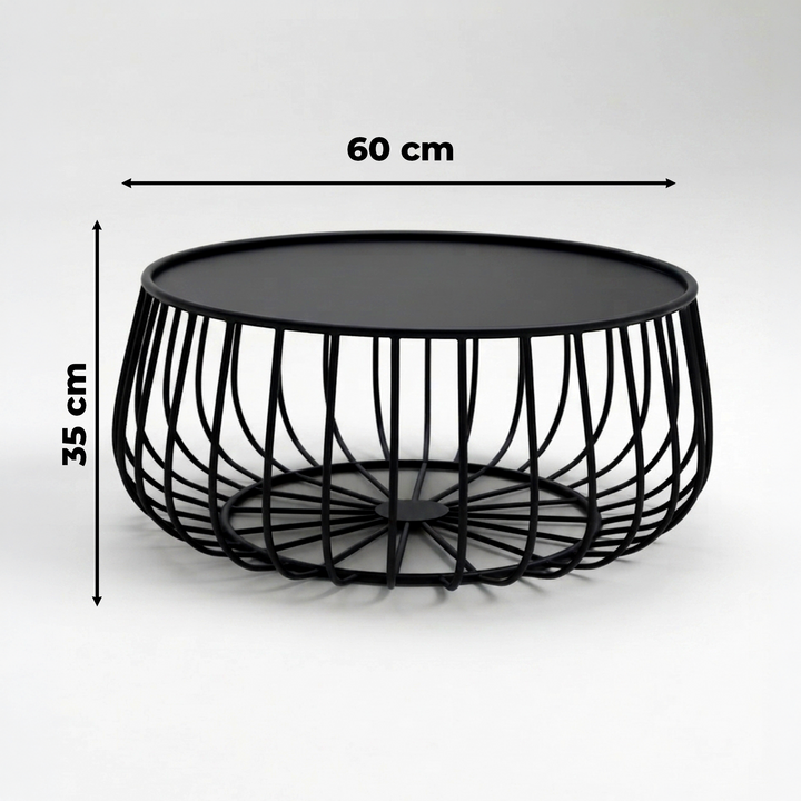 Table basse ronde en métal noir 60x35cm