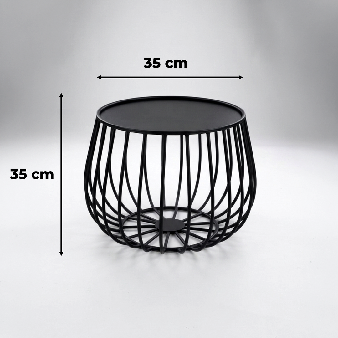 Table basse ronde en métal noir 35x35cm