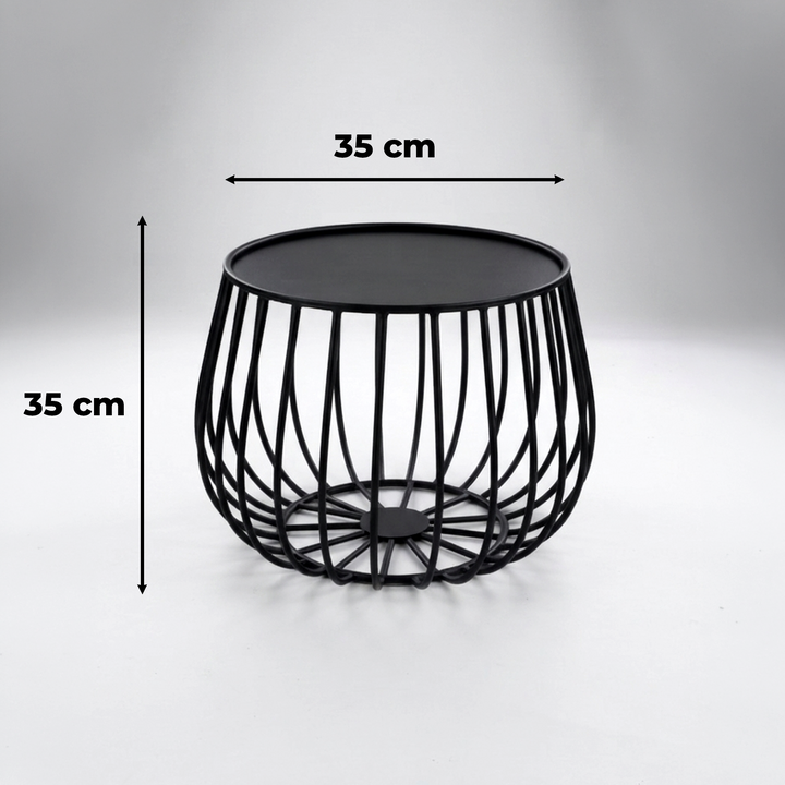 Table basse ronde en métal noir 35x35cm