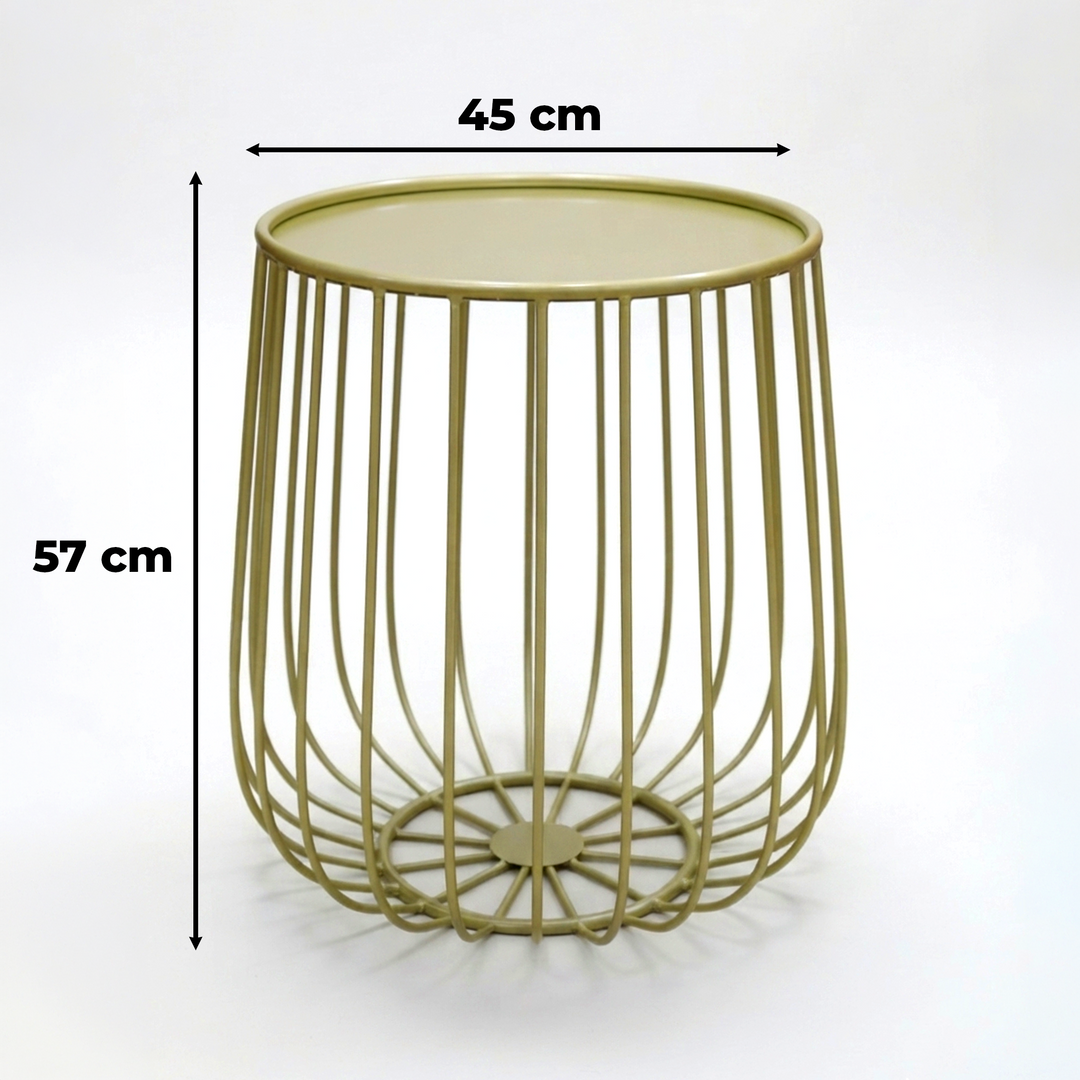 Table basse ronde en métal doré 45x57cm