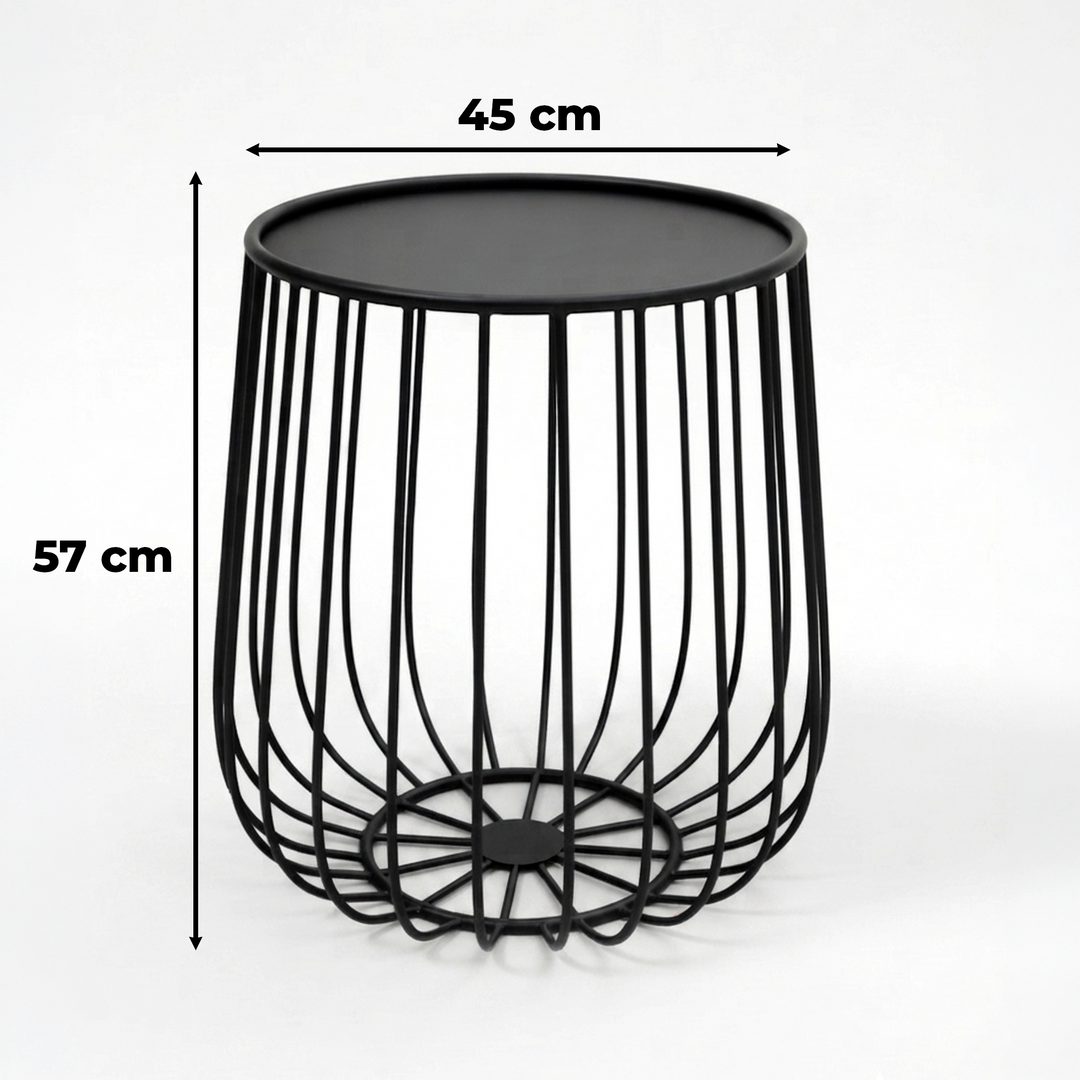Table basse ronde en métal noir 45x57cm