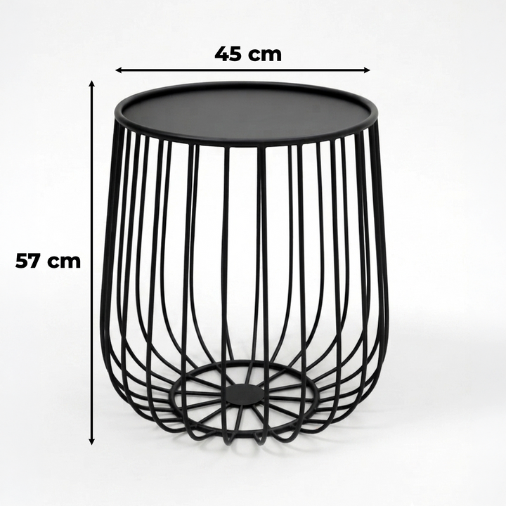 Table basse ronde en métal noir 45x57cm