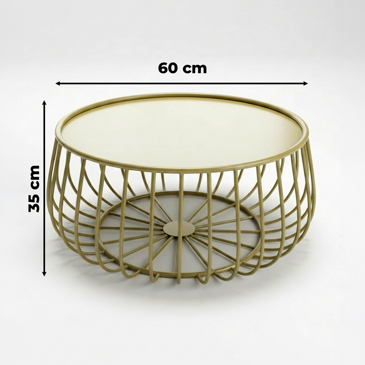 Table basse ronde en métal doré 60x35cm
