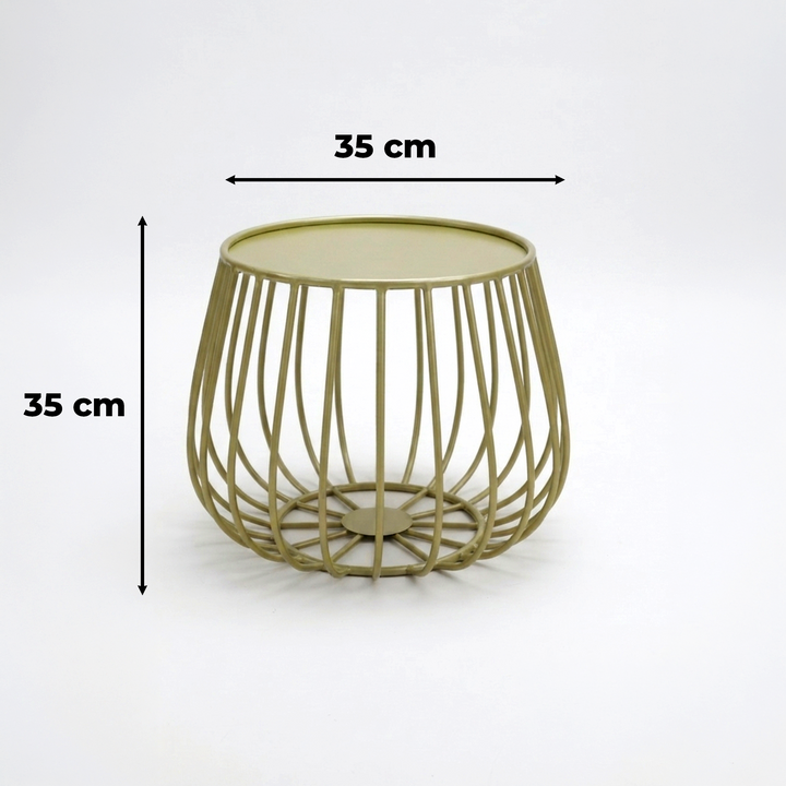 Table basse ronde en métal doré 35x35cm